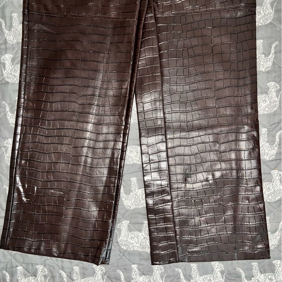 Dark Brown Faux Croc Leather pants - Picture 2 of 7